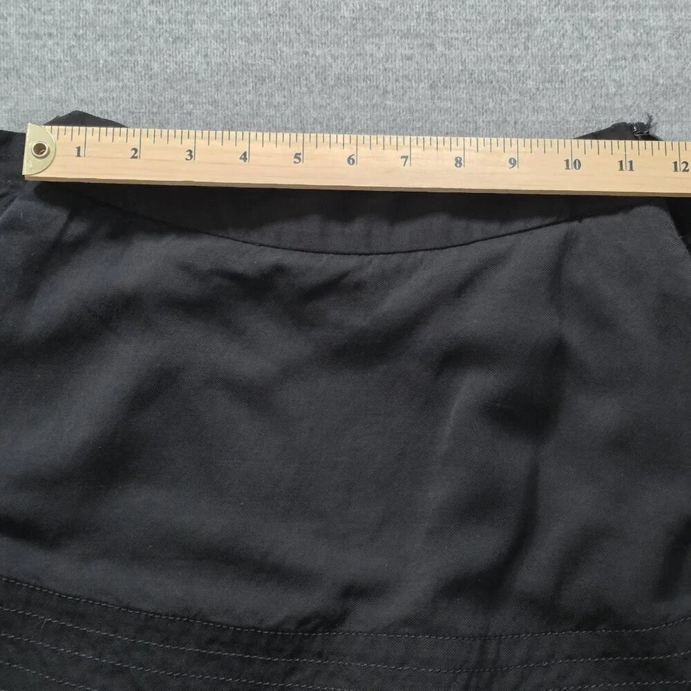 Maje Iloz Tiered Short Women 36 Black High Rise Pockets Belt Side Zip Goth Twill